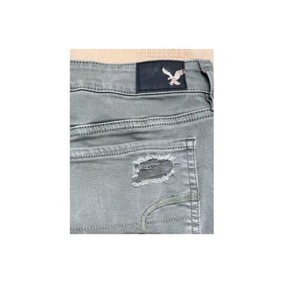 American Eagle Olive Twill Super Stretch Jeans, Distressed, Ladies Size 14 Reg. - Picture 5 of 5